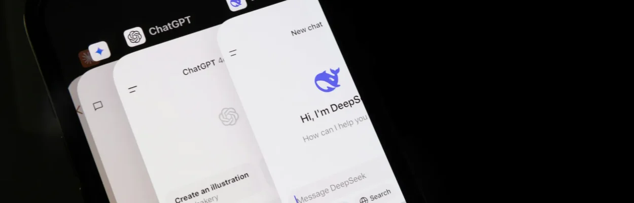 Schermata cellulare con Chatgpt e Deepseek